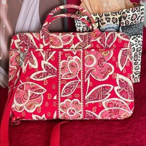 VERA BRADLEY RETIRED ROSY POSEY PAISLEY HARD SIDED LAPTOP BAG TOTE CROSSBODY